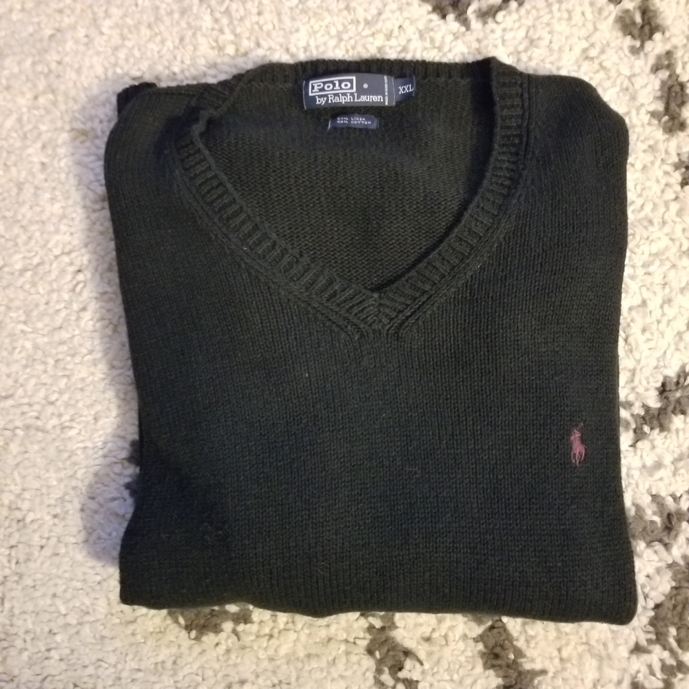 Polo Ralph Lauren Black V Neck Cotton blend Sweater